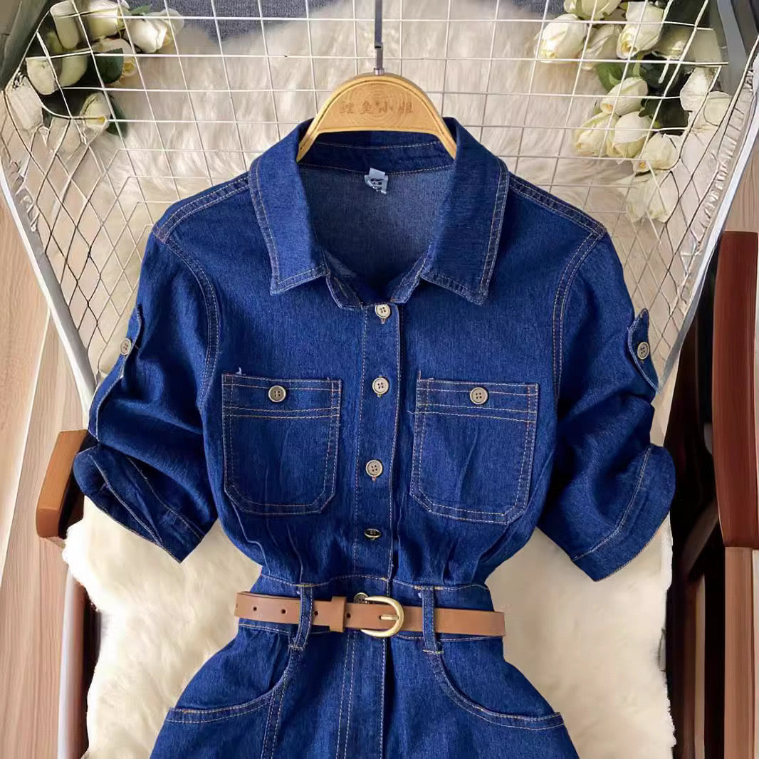 Robe sexy en jeans fente