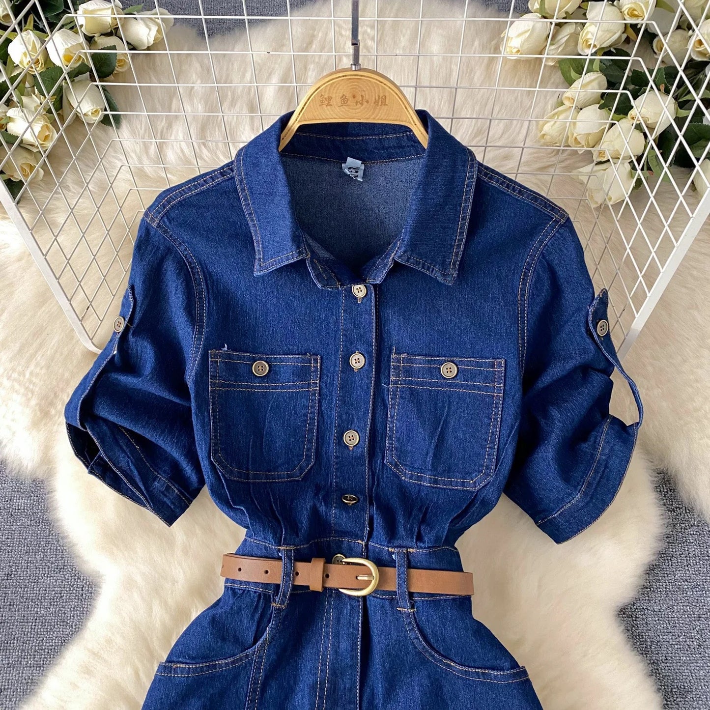 Robe sexy en jeans fente